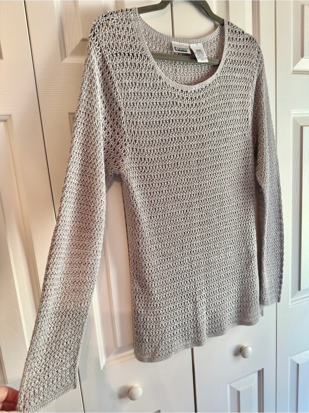 Capacity Silvery-Gray Open-Knit Sweater Size Medium